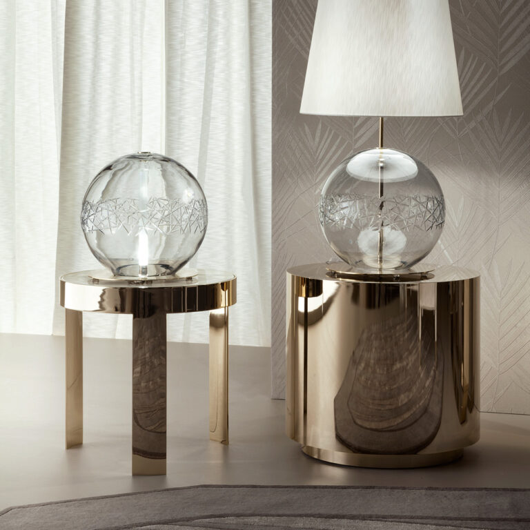 Infinity round gold end table collection